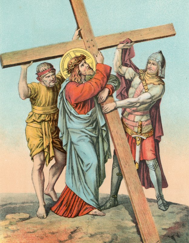 Estação II Cristo leva a cruz em seu ombro de English School