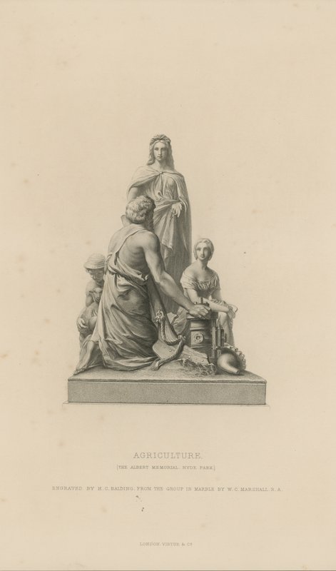 Estátua, descrevendo, agricultura, adorna, a, albert, memorial de English School