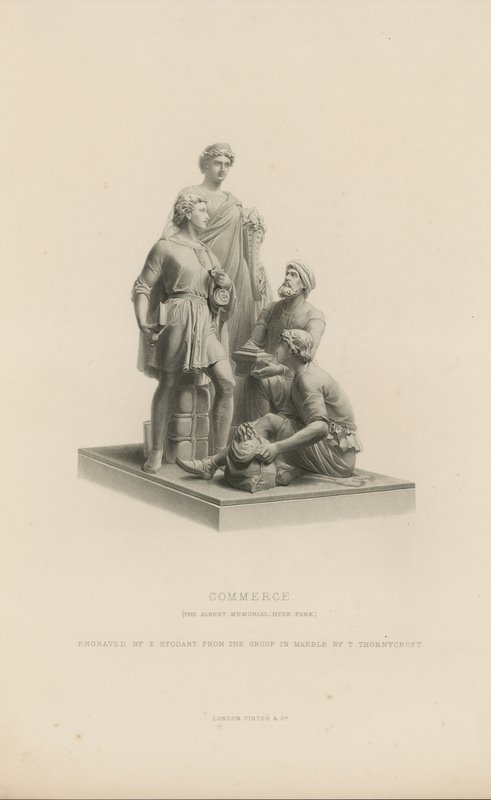 Estátua representando comércio que adorna o Albert Memorial de English School