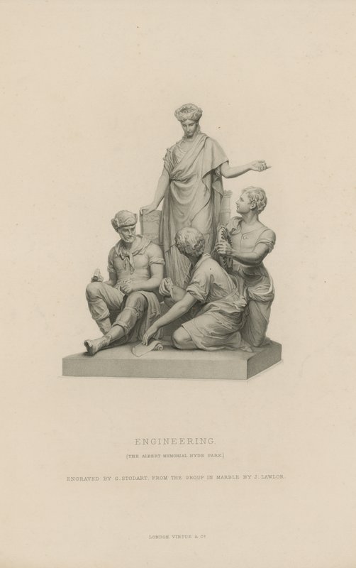 Estátua representando engenharia que adorna o Albert Memorial de English School