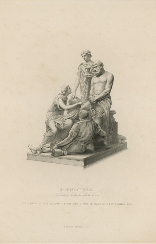 Estátua representando manufaturas que adornam o Albert Memorial de English School
