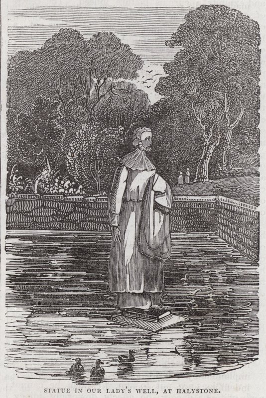 Estátua em Nossa Senhora Bem, em Halystone (gravura) de English School
