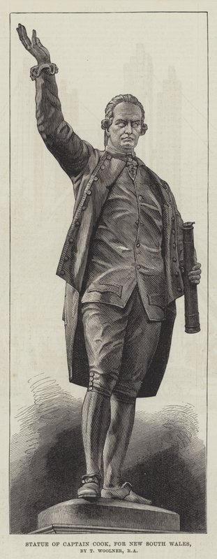 Estátua do Capitão Cook, para Nova Gales do Sul, por T Woolner, RA (gravação) de English School