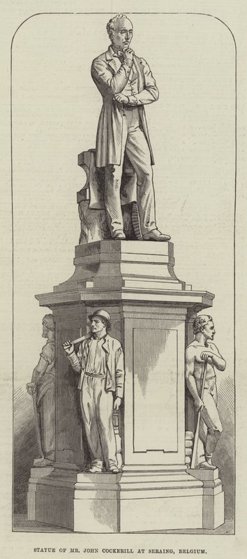 Estátua do Sr. John Cockerill em Seraing, Bélgica (gravura) de English School