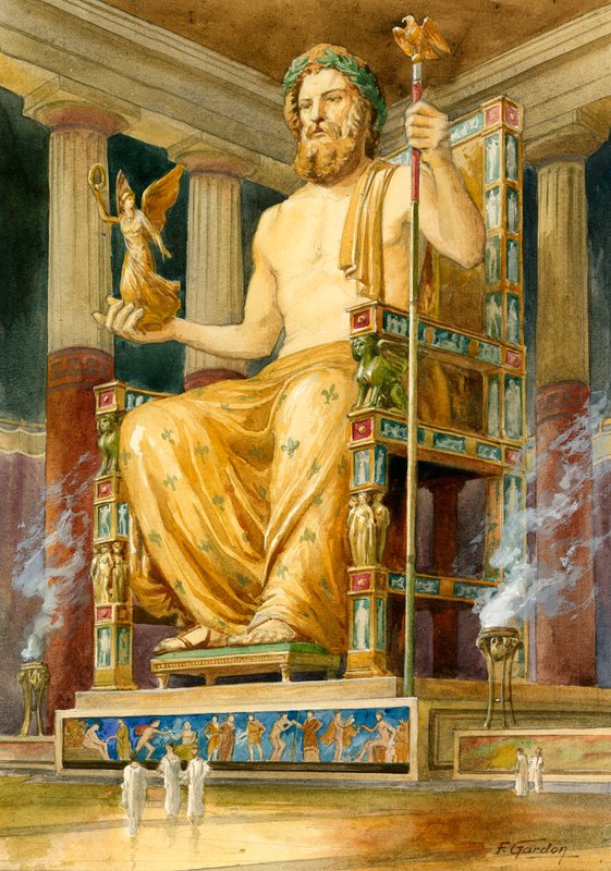 Estátua, de, zeus, em, Oympia de English School