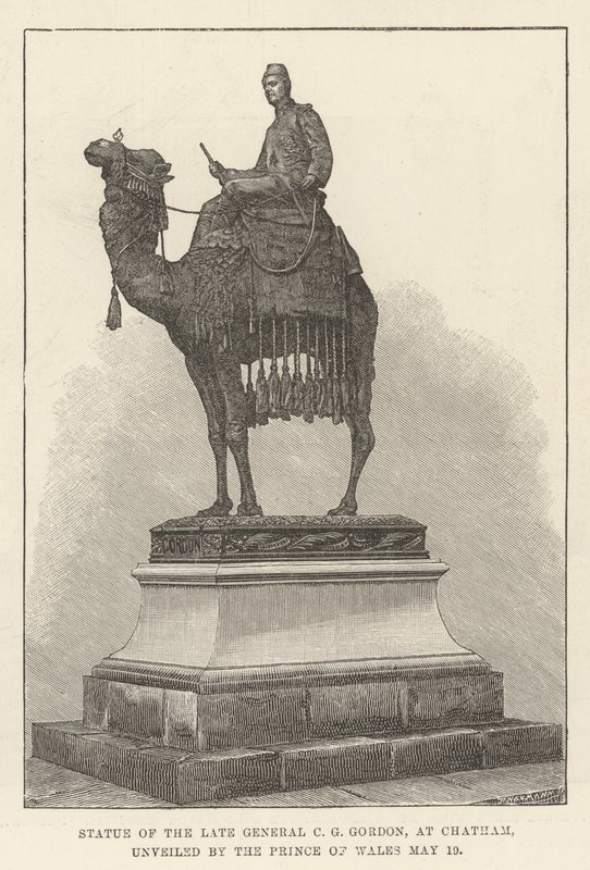 Estátua do falecido General C G Gordon, em Chatham, revelada pelo Príncipe de Gales de English School