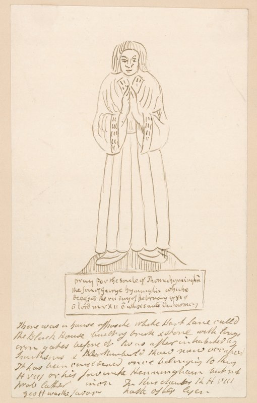 Estátua, túmulo de Thomas Lymington (tinta no papel) de English School