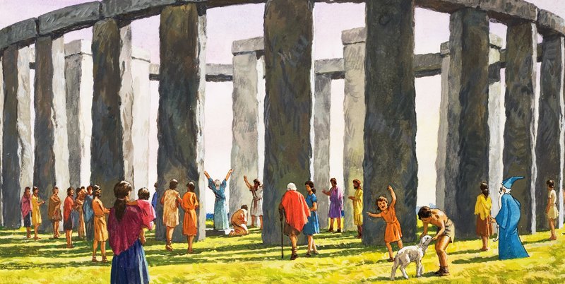 Stonehenge (guache sobre papel) de English School
