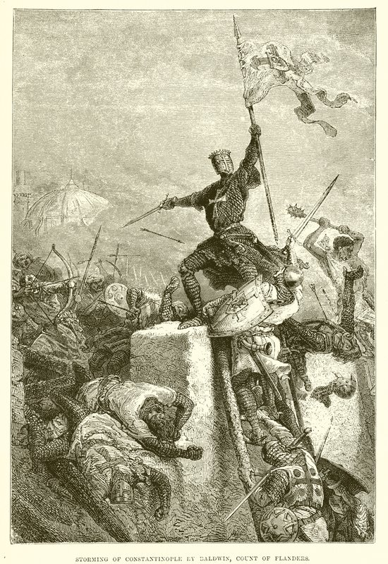 Tomada de Constantinopla por Baldwin, conde de Flandres de English School
