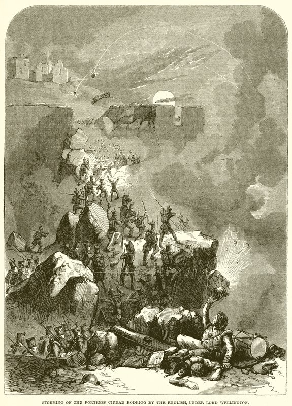 Ataque da Fortaleza Ciudad Rodrigo pelos ingleses, sob Lord Wellington de English School