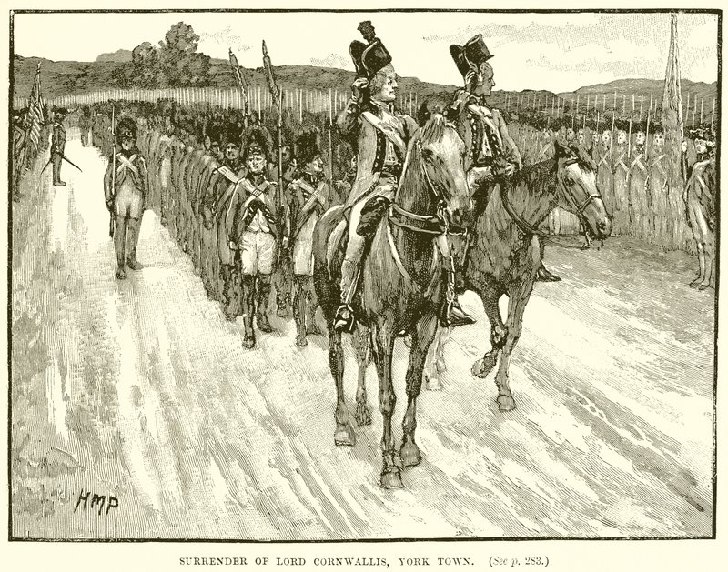 Rendição de Lord Cornwallis, York Town de English School
