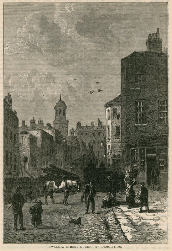Swallow Street, Londres, durante a sua demolição de English School
