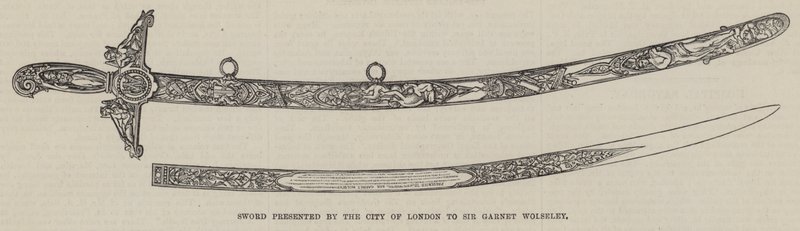Espada apresentada pela City de Londres a Sir Garnet Wolseley (gravura) de English School