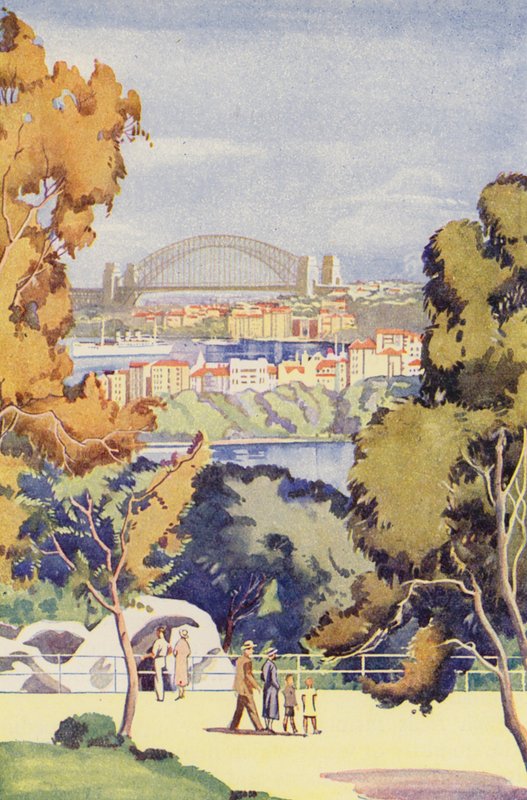Ponte de Sydney (litografia a cores) de English School