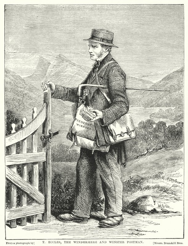 T Eccles, o carteiro de Windermere e Winster (gravura) de English School