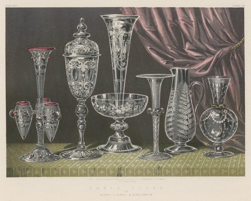 Mesa de vidro por Srs. J Powell and Sons, Londres de English School
