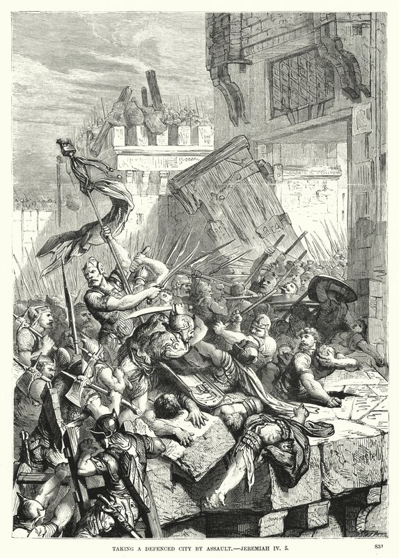 Taking a Defenced City by Assault, Jeremias IV, 5 (gravura) de English School