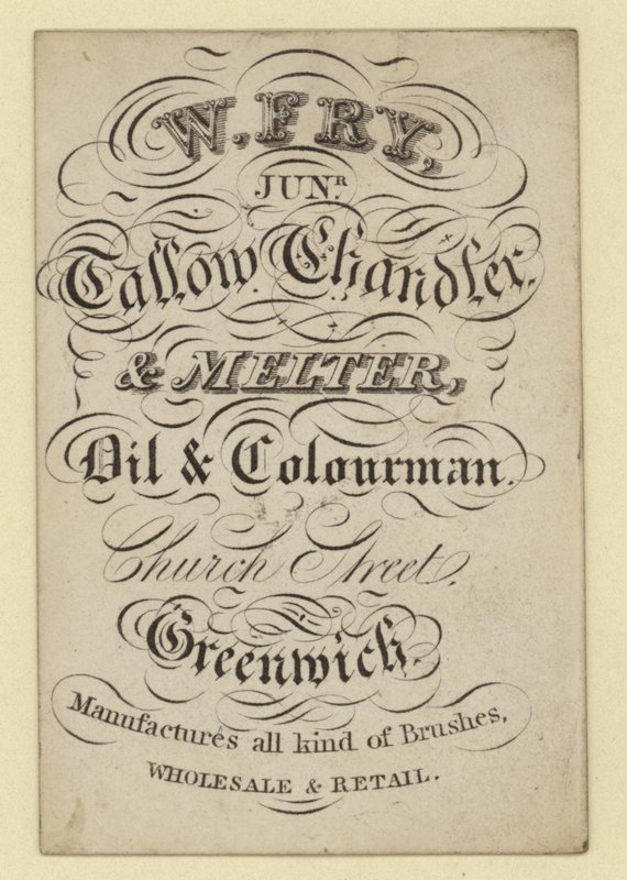 Tallow Chandler e Melter, W Fry, cartão comercial de English School