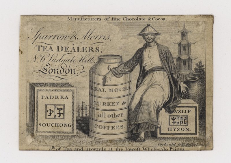 Tea Dealers, Sparrow & Morris, cartão de comércio de English School