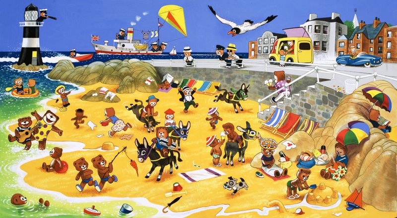 Ursos de pelúcia na praia de English School