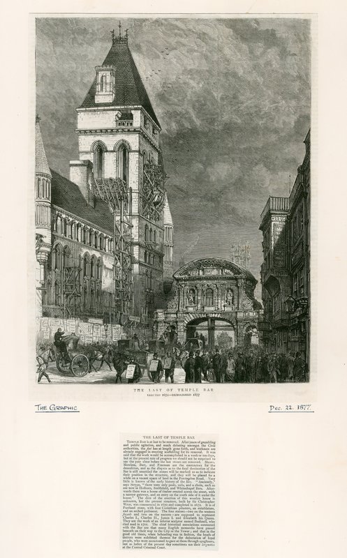 Temple Bar, em Londres. Demolição, 1877 de English School