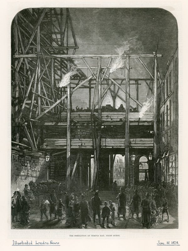 Temple Bar, em Londres. Demolição, 1878 de English School
