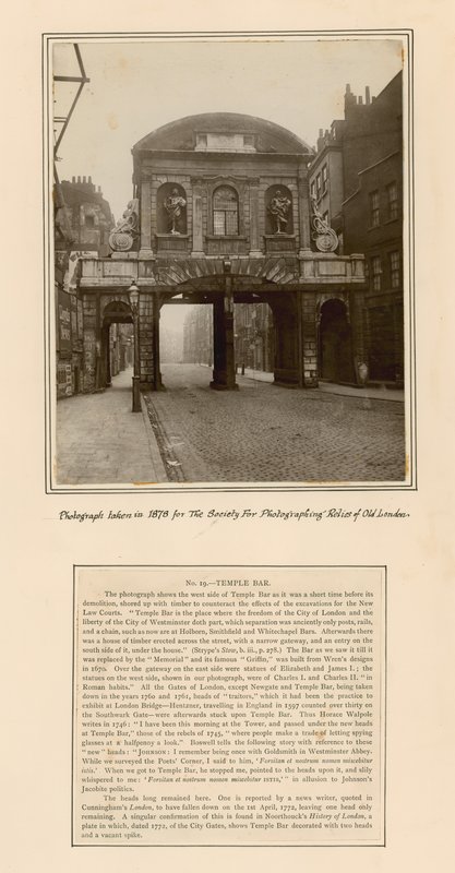 Temple Bar, Londres, fotografia tirada em 1878 de English School