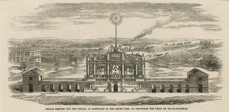 Templo erguido para celebrar a paz de Aix-la-Chapelle de English School