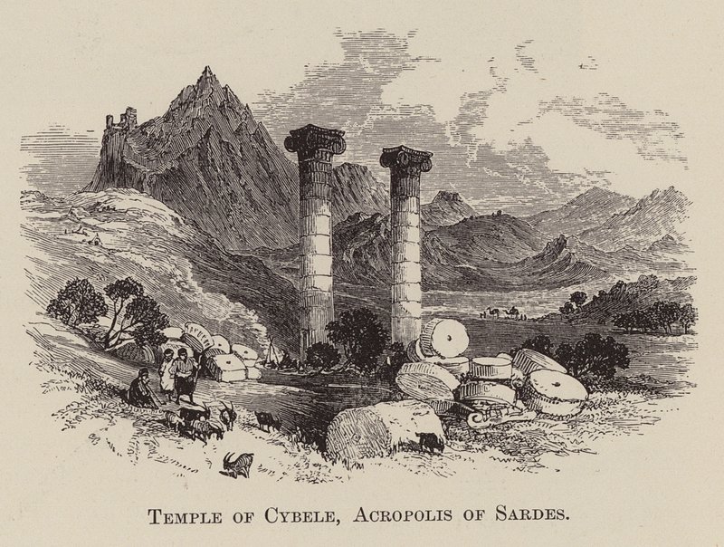 Templo de Cibele, Acrópole de Sardes (gravura) de English School