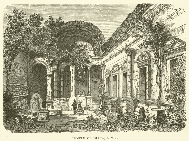 Templo de Diana, Nimes (gravura) de English School