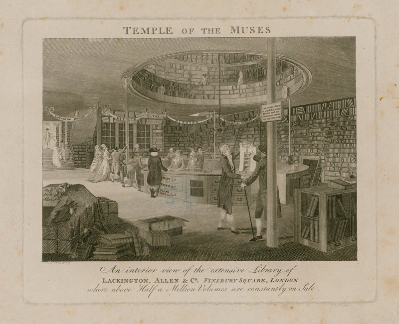 Templo das Musas, Lackington Allen & Co, Praça Finsbury de English School