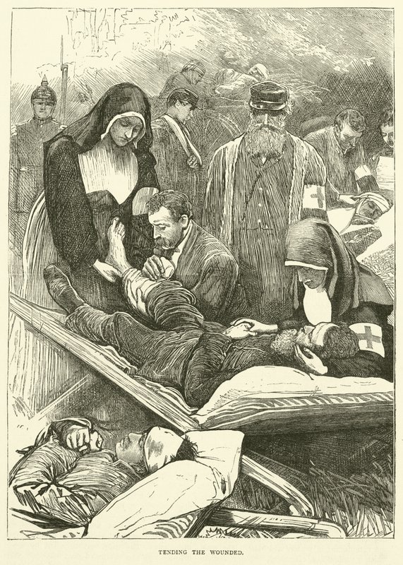 Cuidando dos feridos, setembro de 1870 de English School