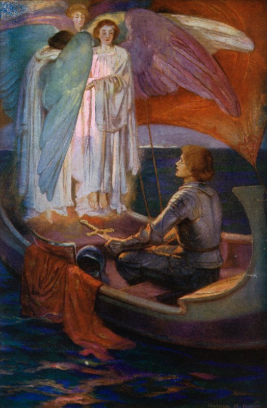 Poema de Tennyson: Sir Galahad (cor litho) de English School
