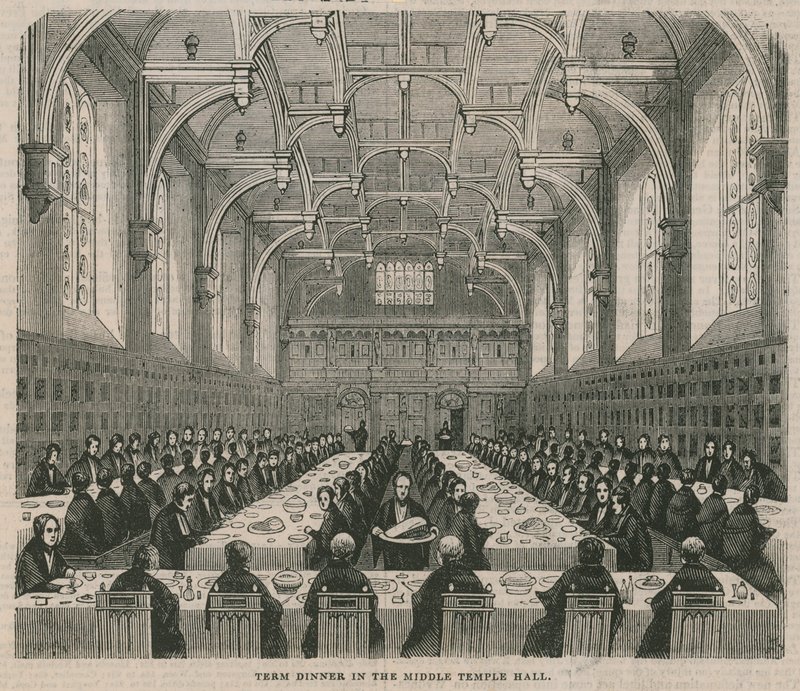 Jantar a termo no Middle Temple Hall de English School