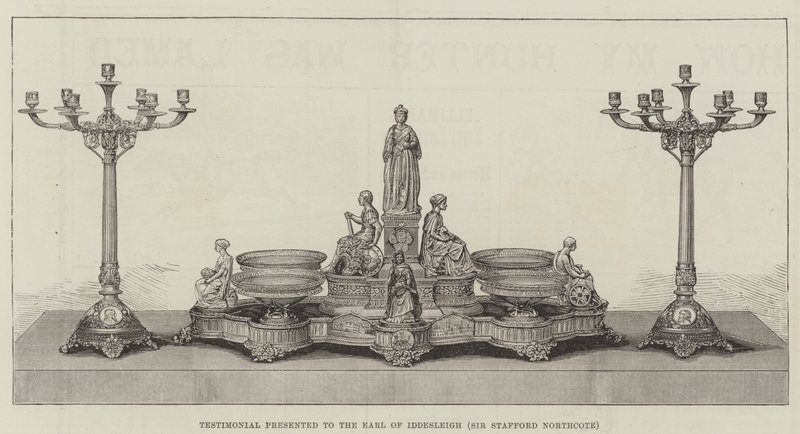 Testemunho apresentado ao Conde de Iddesleigh (Sir Stafford Northcote) (gravura) de English School