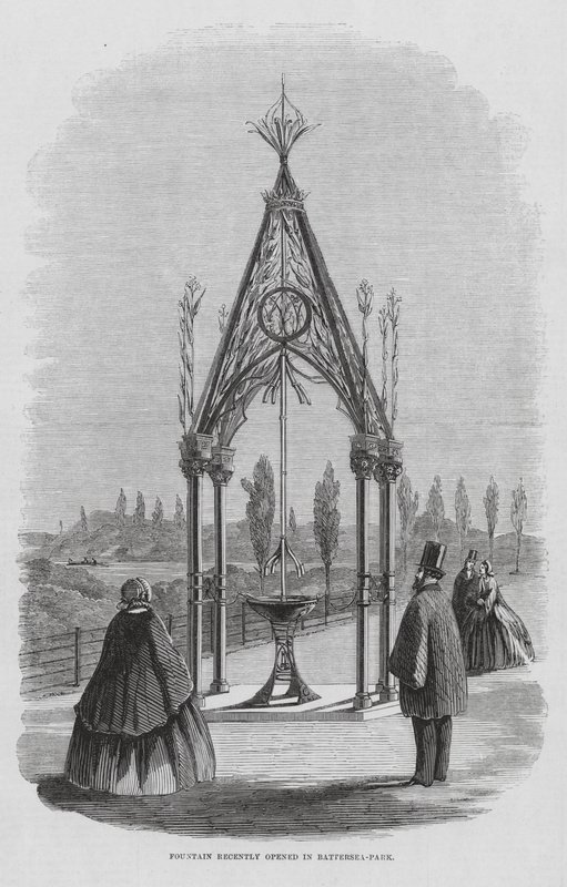 Fonte de Teulon, Battersea Park, Londres, Inglaterra (gravura) de English School