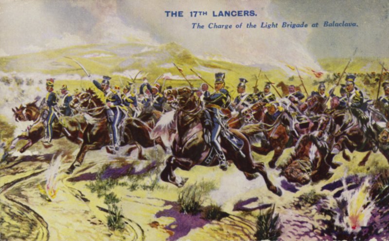 O 17º Lanceiros à Carga da Brigada Ligeira, Batalha de Balaclava, Guerra da Crimeia, 1854 de English School