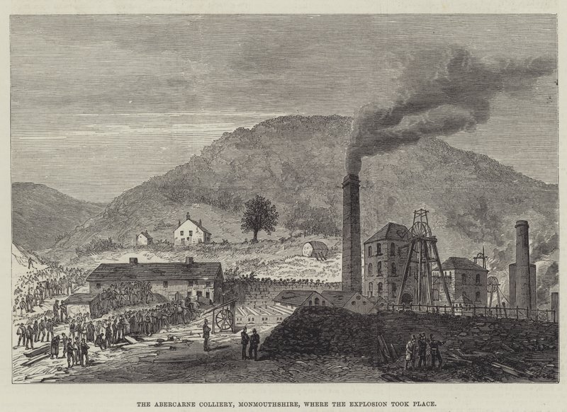 A Colisaria Abercarne, Monmouthshire, onde ocorreu a Explosão (gravura) de English School