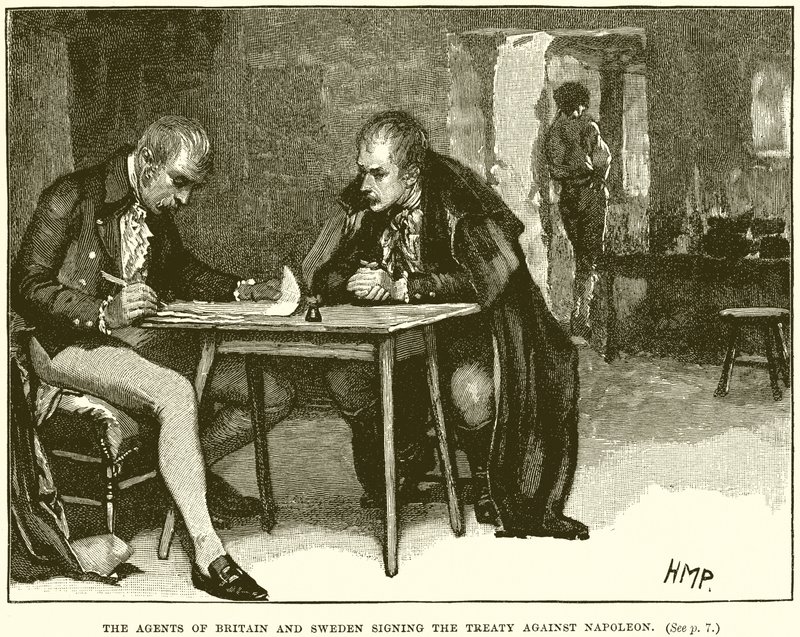 Os agentes da Grã-Bretanha e da Suécia assinam o Tratado contra Napoleão de English School
