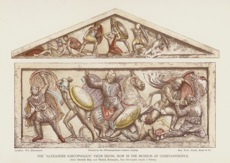 O "Sarcófago Alexandre" de Sidon (cor litho) de English School