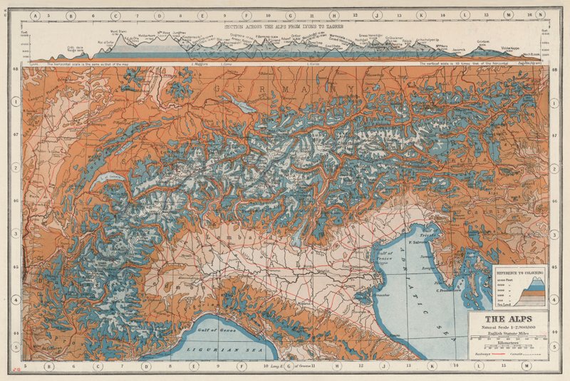 Os Alpes (litografia a cores) de English School