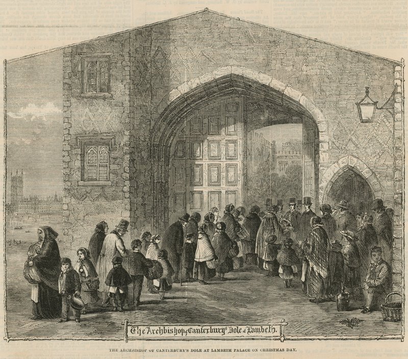 O arcebispo de Canterburys Dole no Palácio de Lambeth no dia de Natal de English School
