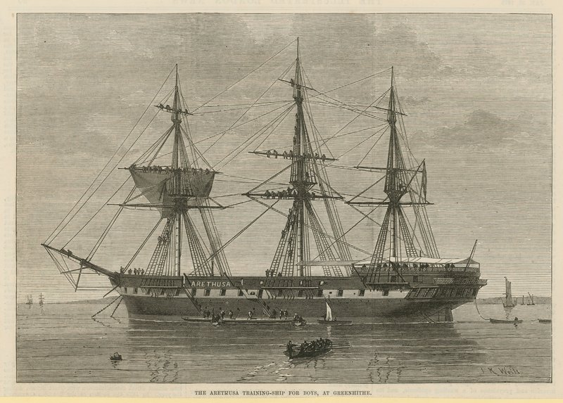 O navio de treinamento Arethusa para meninos de English School