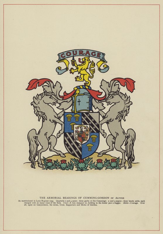 Os Rolamentos Armoriais de Cumming-Gordon de Altyre (cor litho) de English School