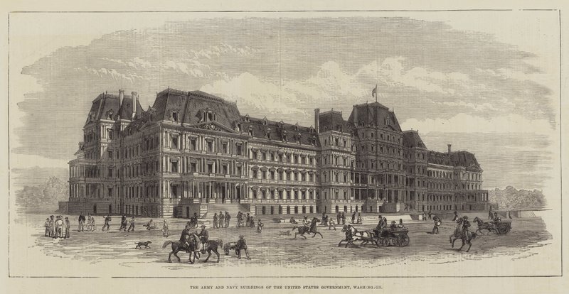 Edifícios do Exército e da Marinha do Governo dos Estados Unidos, Washington (gravura) de English School