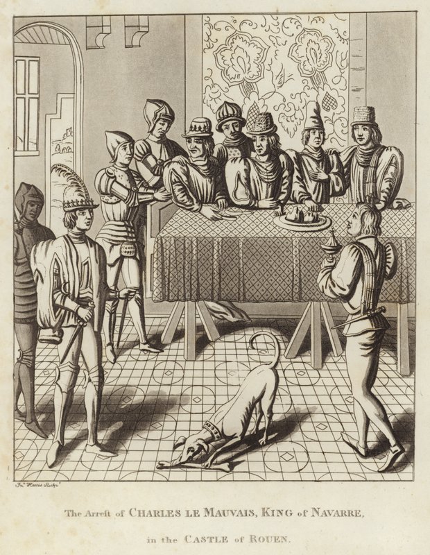 A prisão de Charles le Mauvais, rei de Navarra, no Castelo de Rouen de English School