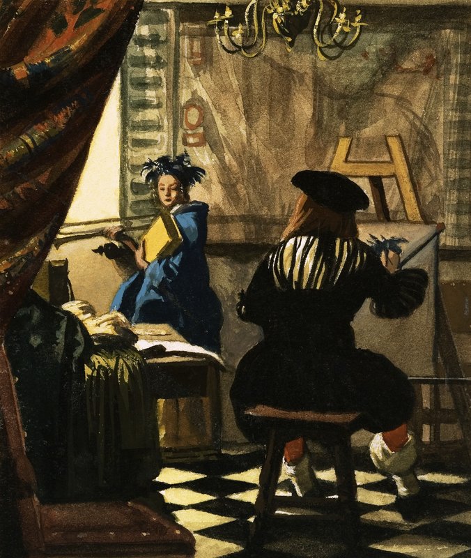 O artista em seu estúdio por Jan Vermeer de English School