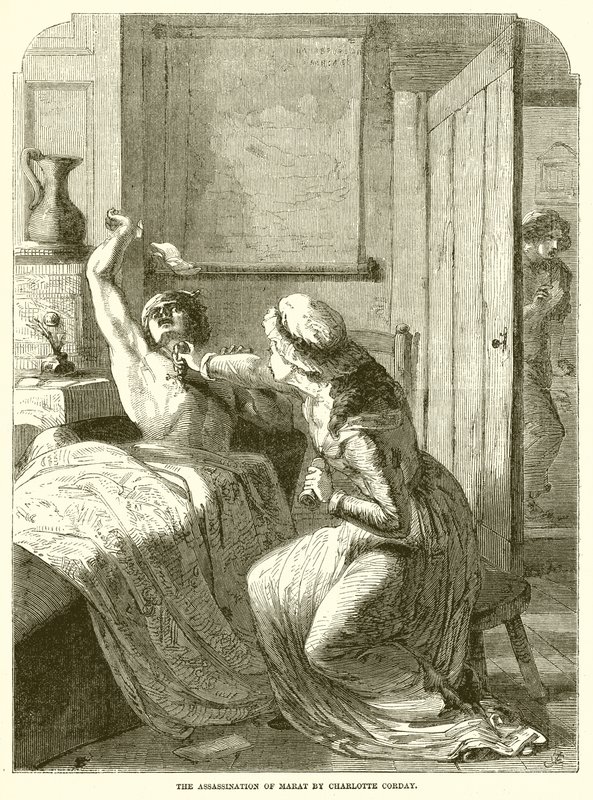 O Assassinato de Marat por Charlotte Corday de English School