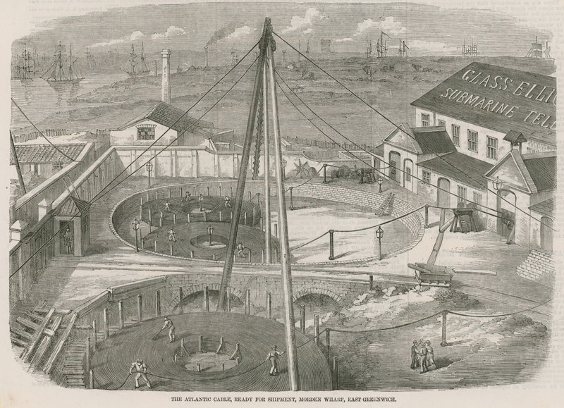 The Atlantic Cable, pronto para embarque, Moden Wharf, East Greenwich de English School
