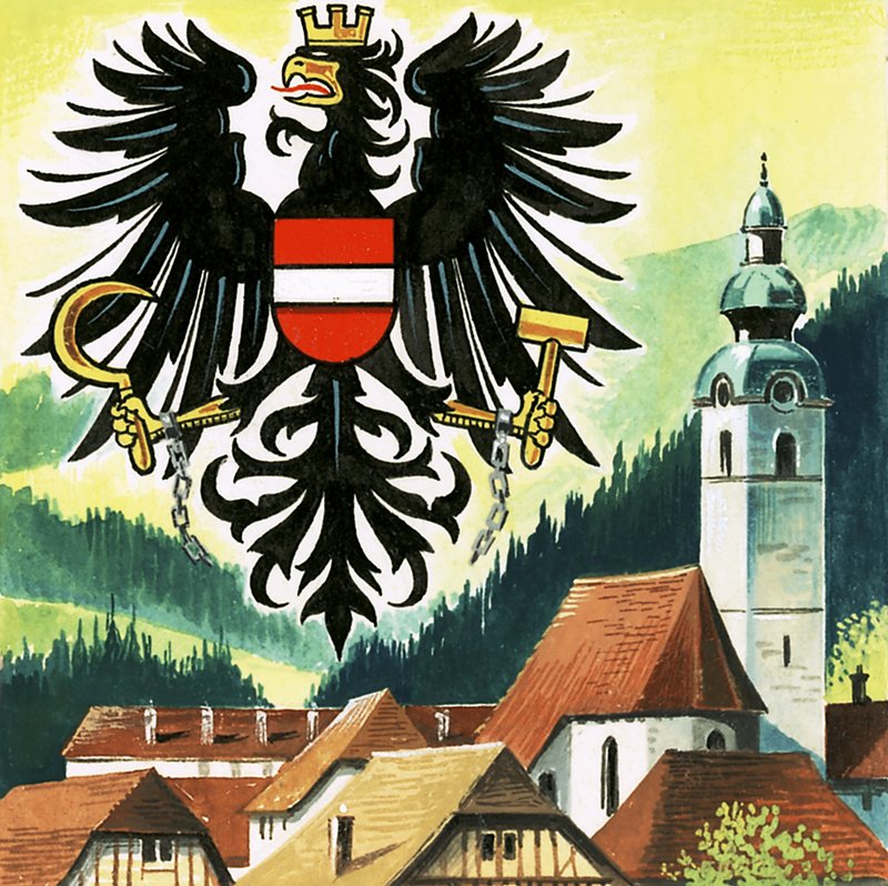 A águia austríaca, emblema da Áustria de English School